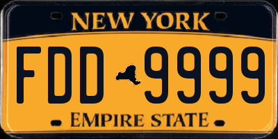 NY license plate FDD9999