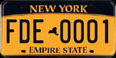 NY license plate FDE0001