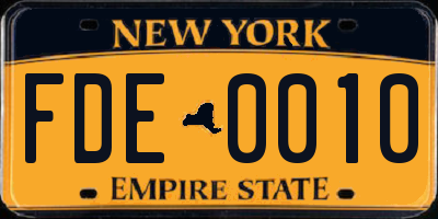 NY license plate FDE0010