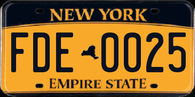 NY license plate FDE0025