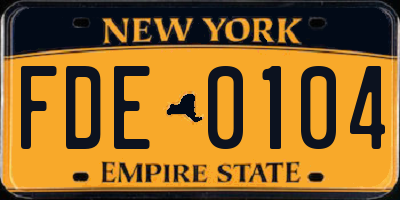 NY license plate FDE0104