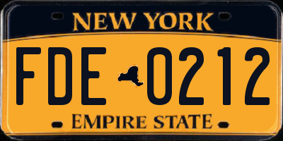NY license plate FDE0212