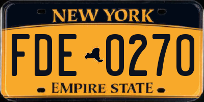 NY license plate FDE0270