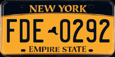 NY license plate FDE0292
