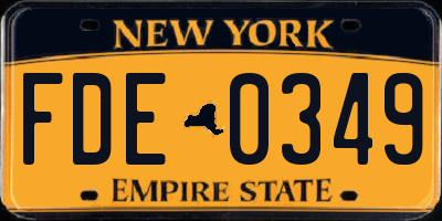 NY license plate FDE0349