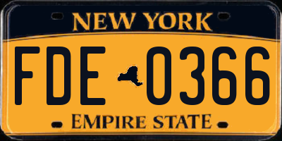 NY license plate FDE0366