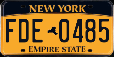NY license plate FDE0485
