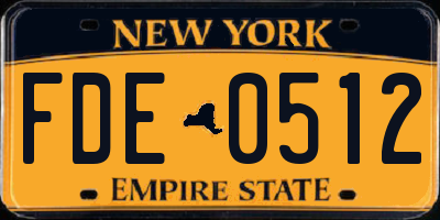 NY license plate FDE0512