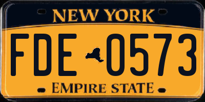 NY license plate FDE0573