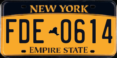 NY license plate FDE0614