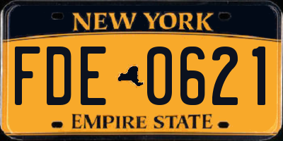 NY license plate FDE0621