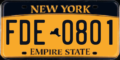 NY license plate FDE0801