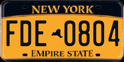 NY license plate FDE0804