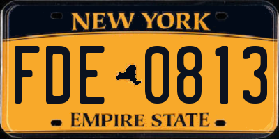 NY license plate FDE0813
