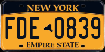 NY license plate FDE0839