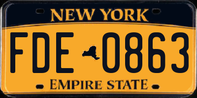 NY license plate FDE0863