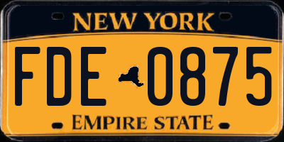 NY license plate FDE0875