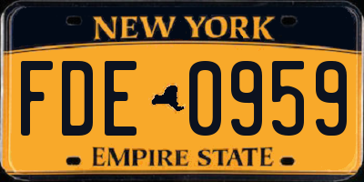 NY license plate FDE0959