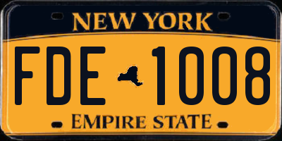 NY license plate FDE1008