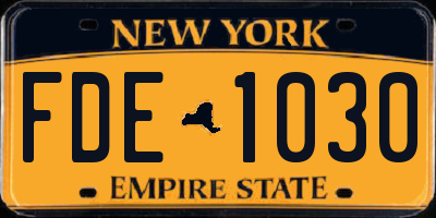 NY license plate FDE1030