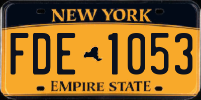 NY license plate FDE1053