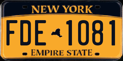NY license plate FDE1081