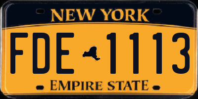 NY license plate FDE1113
