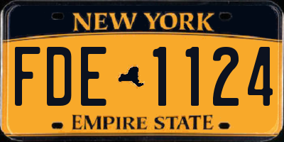 NY license plate FDE1124