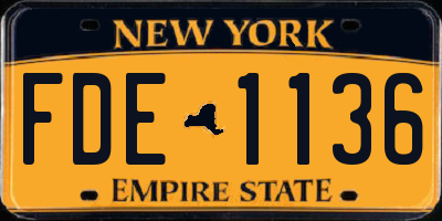 NY license plate FDE1136