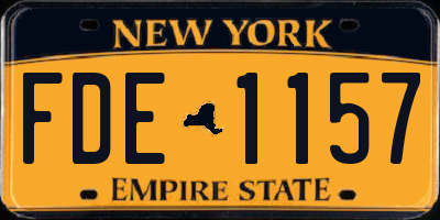 NY license plate FDE1157