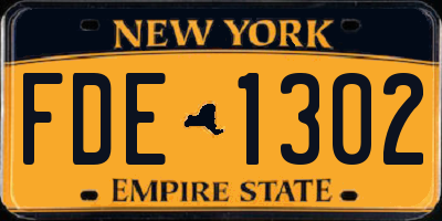 NY license plate FDE1302
