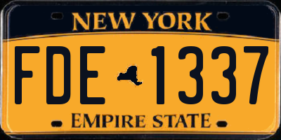 NY license plate FDE1337
