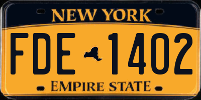 NY license plate FDE1402