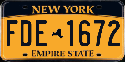 NY license plate FDE1672