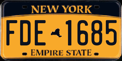 NY license plate FDE1685
