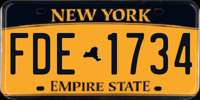 NY license plate FDE1734
