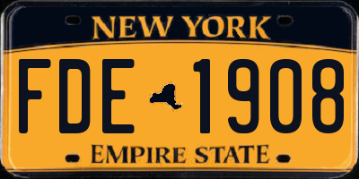 NY license plate FDE1908