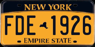 NY license plate FDE1926