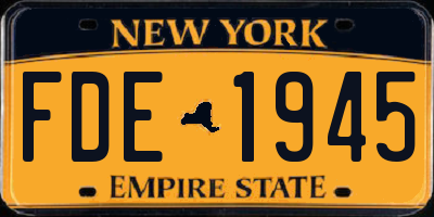 NY license plate FDE1945