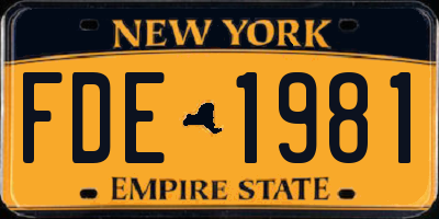 NY license plate FDE1981