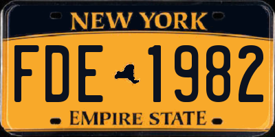 NY license plate FDE1982