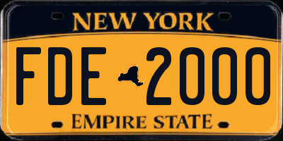 NY license plate FDE2000
