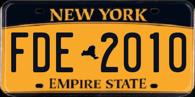 NY license plate FDE2010