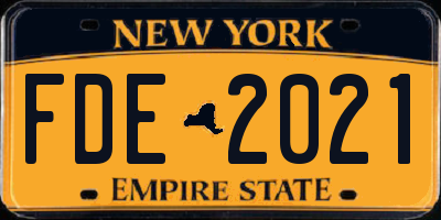 NY license plate FDE2021