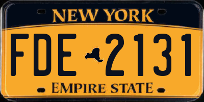 NY license plate FDE2131