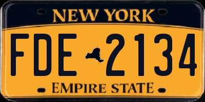 NY license plate FDE2134