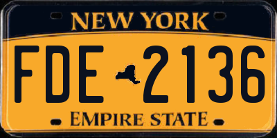 NY license plate FDE2136