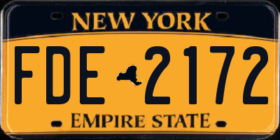 NY license plate FDE2172
