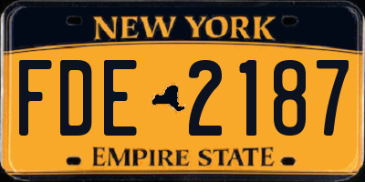 NY license plate FDE2187