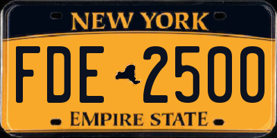 NY license plate FDE2500